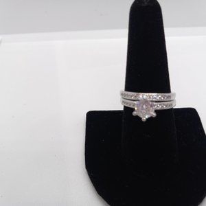 Classic Style Engagement Wedding Ring Set Round Zircon Stone Size 8 Affordable